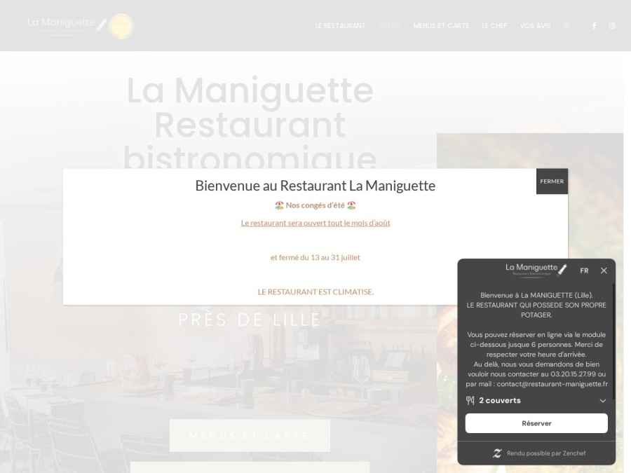 Réalisation Restaurant Maniguette - Wordpress