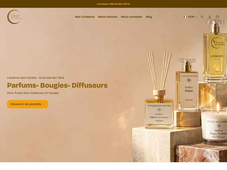 Réalisation Voyage des Mondes - Shopify